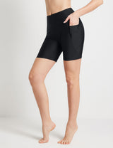 Baleaf Women's UPF50+ High-Rise Seamless Swim Shorts Side - Anthracite