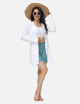 Baleaf Women's Long Cozy Sun Protection Full Zip Coverup Lucent White Full