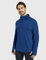 Baleaf Men's Merino Wool Hooded Base Layer Shirts Quartz blue Side