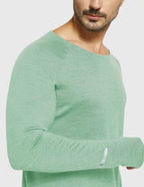 Baleaf Men's Merino Wool Crew Neck Base Layer Shirts Jade Green Details