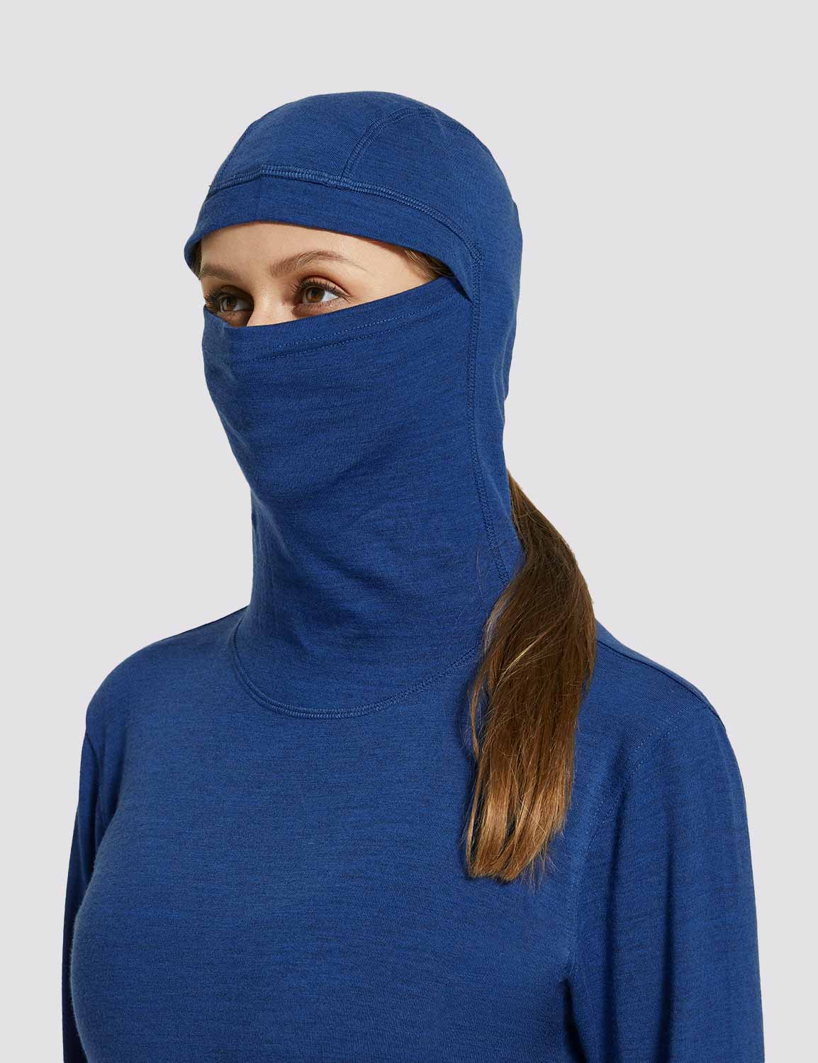 Baleaf Merino Wool Women's Hooded Base Layer Shirts Quartz Blue Details