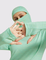 Baleaf Merino Wool Women's Hooded Base Layer Shirts Jade Green Front