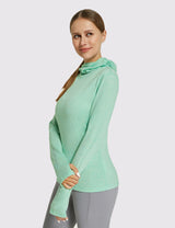 Baleaf Merino Wool Women's Hooded Base Layer Shirts Jade Green Side