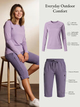 Women's UPF 50+ sun shirt and pocketed capris for everyday outdoor comfort
