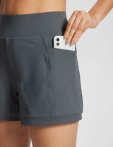 Baleaf Women's High-rise Hiking Pocketed Athletic Shorts Smoked Pearl Details