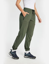 Baleaf Women's Drawstring UPF50+ Lightweight Hiking Pants Rifle Green Side
