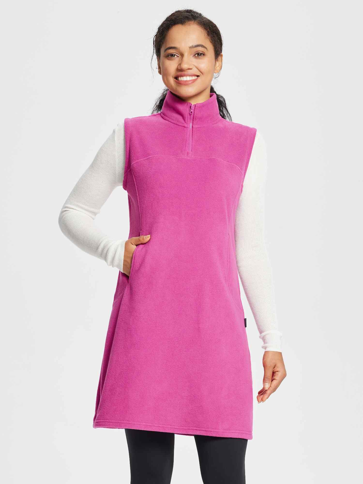 Sleeveless Fleece Thermal Dress | 34in Warm Vest