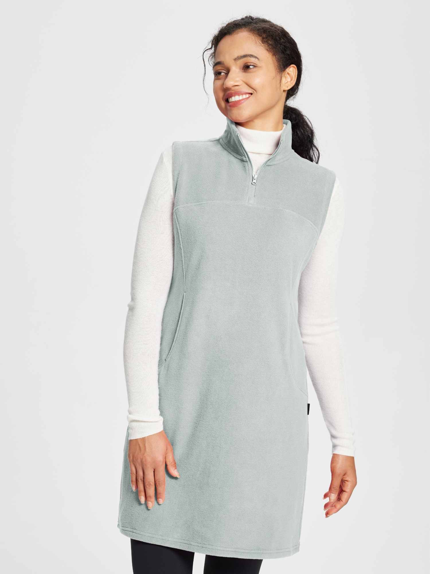 Sleeveless Fleece Thermal Dress | 34in Warm Vest
