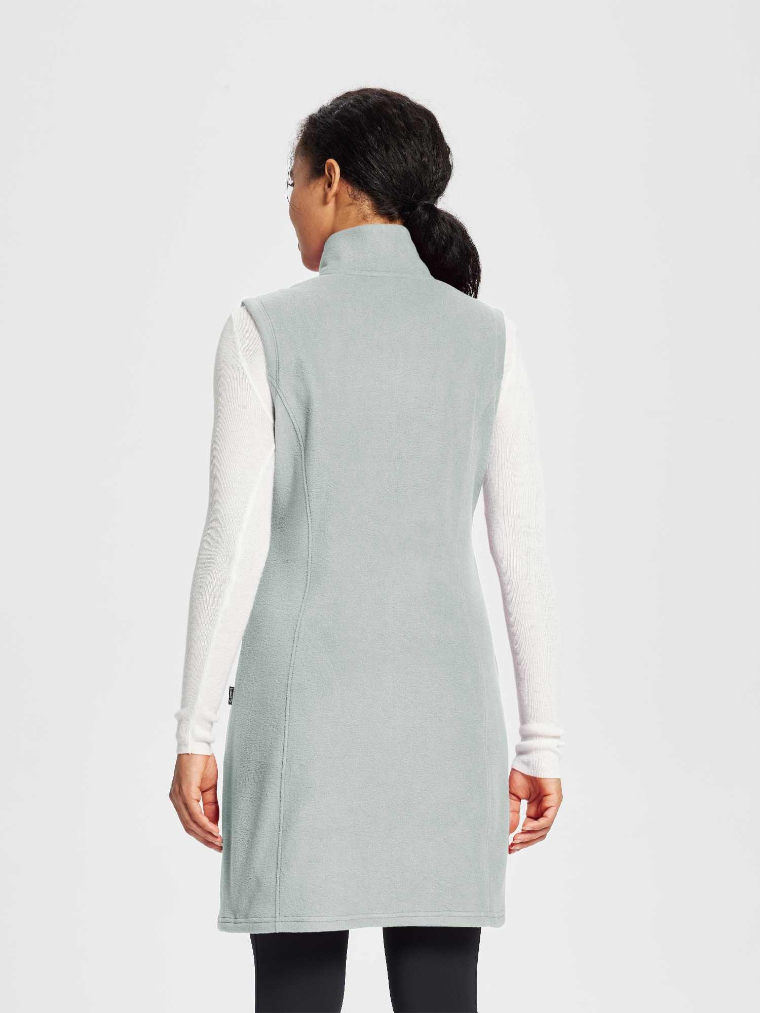 Sleeveless Fleece Thermal Dress | 34in Warm Vest - Baleaf Rose Red / S