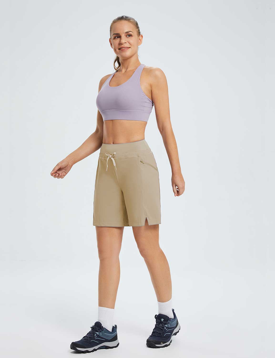 Baleaf Women's Hiking Cargo Shorts Quick Dry UPF 50+ Stretch Shorts dga004 Doeskin Full