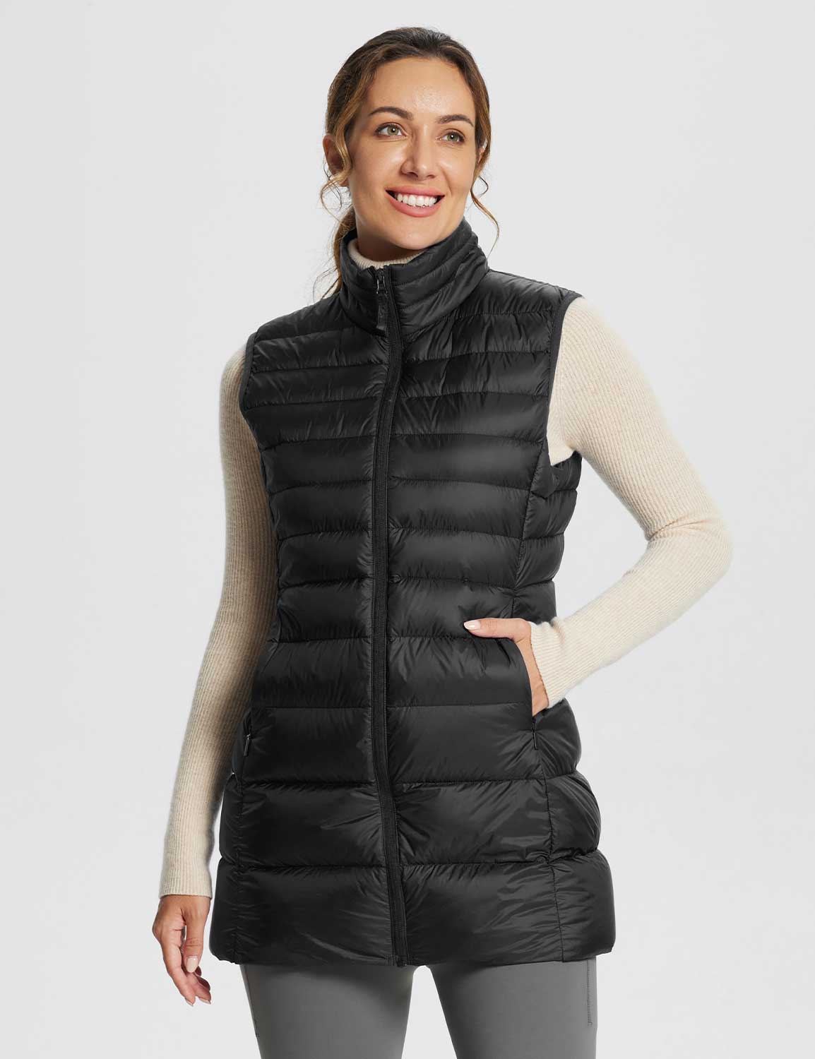 Baleaf Women's Water-Resistant Puffer Sleeveless Jacket dga070 Black Main