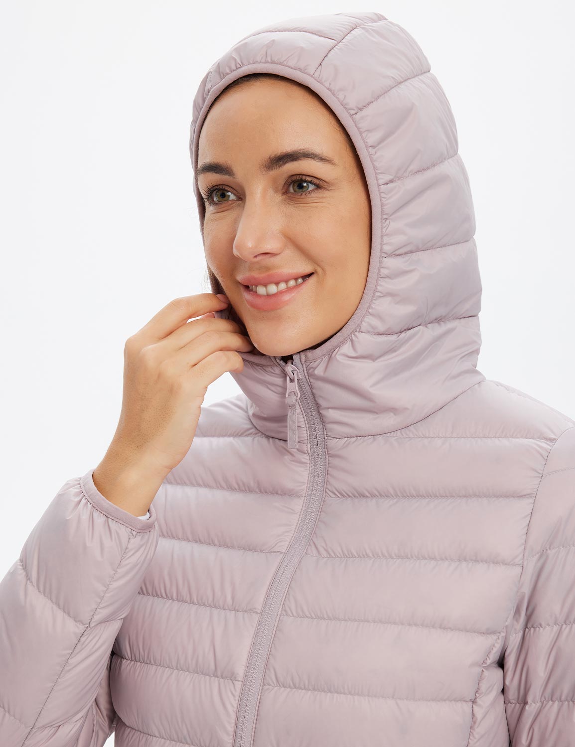 Baleaf Women's Water-Resistant Hooded Puffer Jacket dga065 Burnished Lilac Details