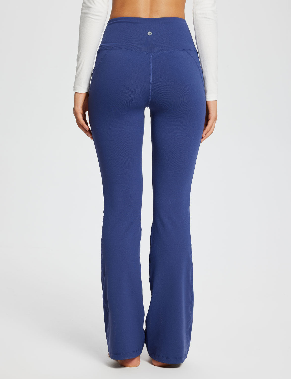 Baleaf Women's Laureate 29'' Crossover High-Rise Flared Pants dbh095 29-Navy Blue Back.#color_Navy Blue