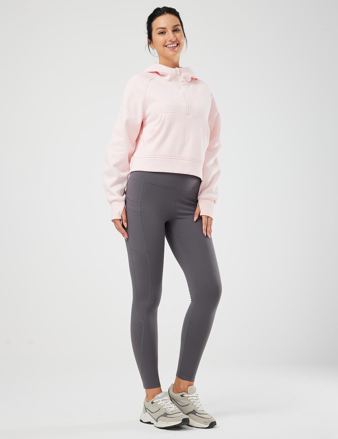 Baleaf Women's Evergreen Cotton Half-Zip Pullover dbd091 Pink Full