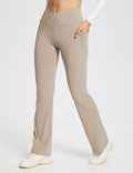 Baleaf Women's Laureate 29'' Crossover High-Rise Flared Pants dbh095 29-Khaki Main.#color_Khaki