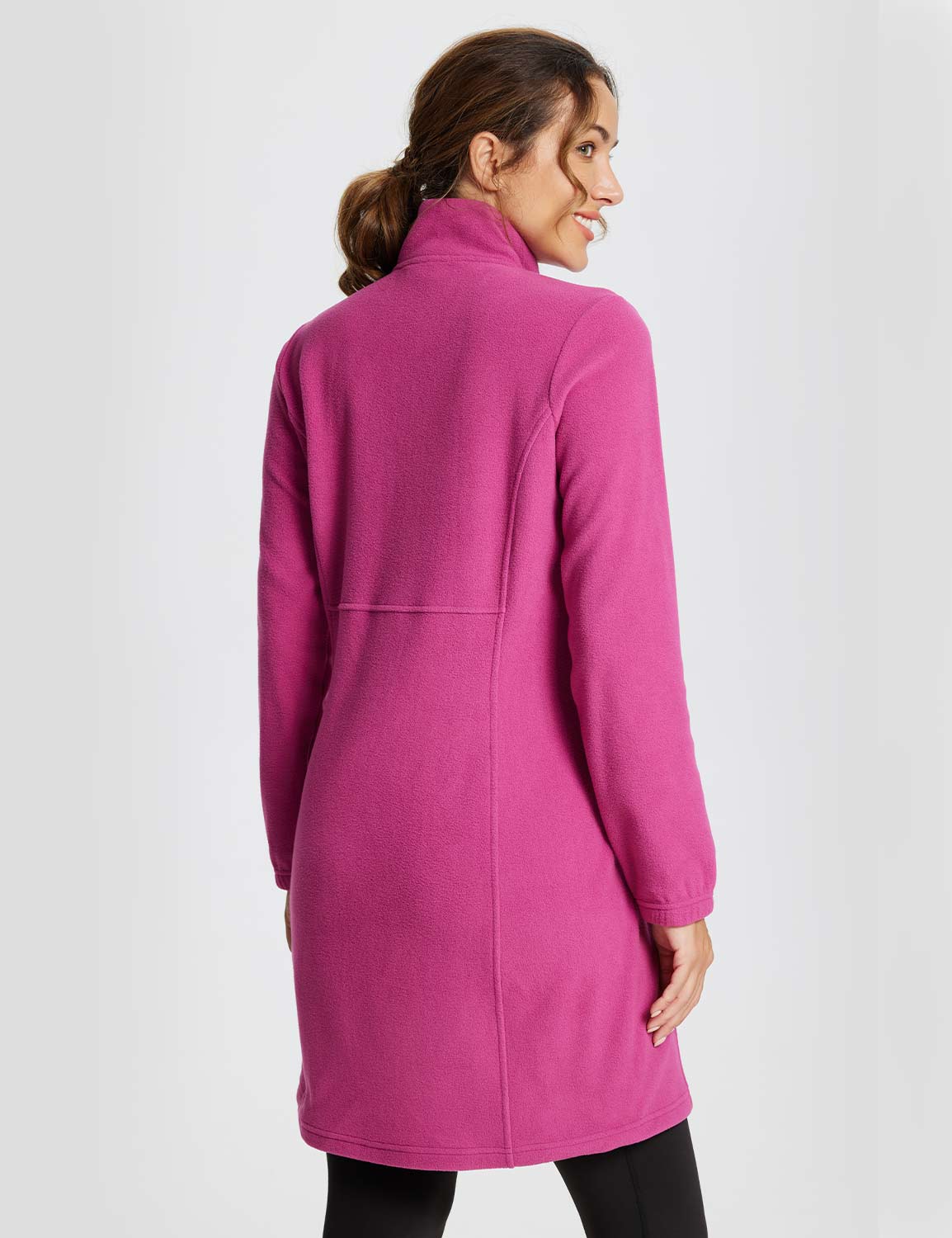 Baleaf Women's Long-Sleeve Quarter Zip Thermal Dress dga069 Violet Rose Back