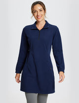 Baleaf Women's Long-Sleeve Quarter Zip Thermal Dress dga069 Navy Blue Main