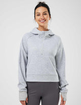 Baleaf Women's Evergreen Cotton Half-Zip Pullover dbd091 Light Grey Main