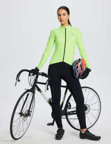 Baleaf Women's Laureate Thermal Pocketed Cycling Jersey dai042 Fluorescent Green Full