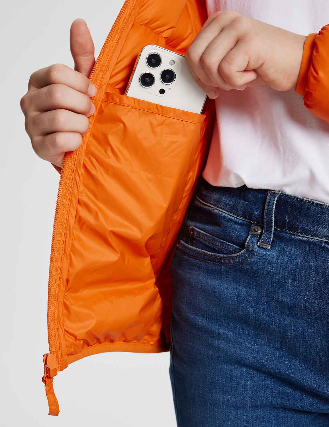 Baleaf Kid's Hooded Puffer Jackets dga066 Orange Details