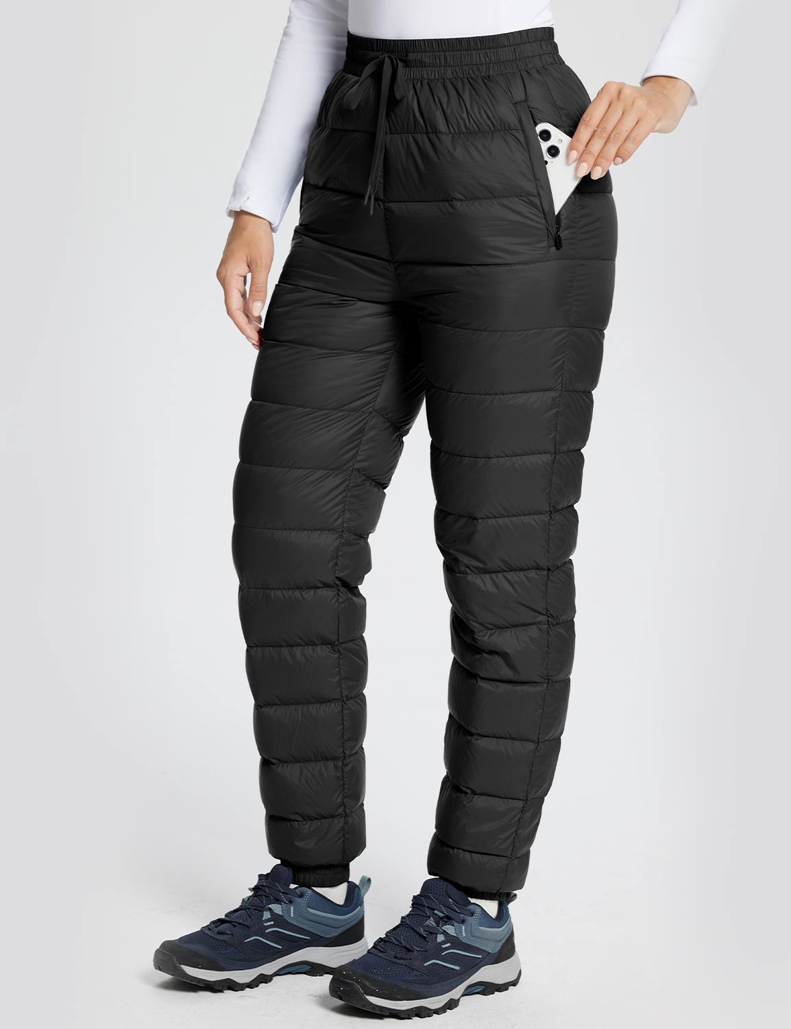 BALEAF Women's Hiking Pants Fleece Lined Snow Pant Black Size Large