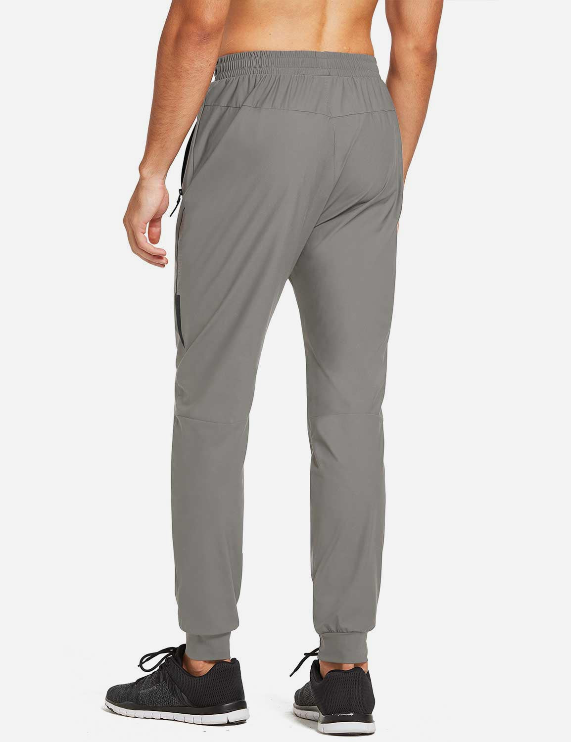 Baleaf Men's Mid Rise Seamless Quick Dry Mesh Tapered Joggers abd284 Slate Gray Back