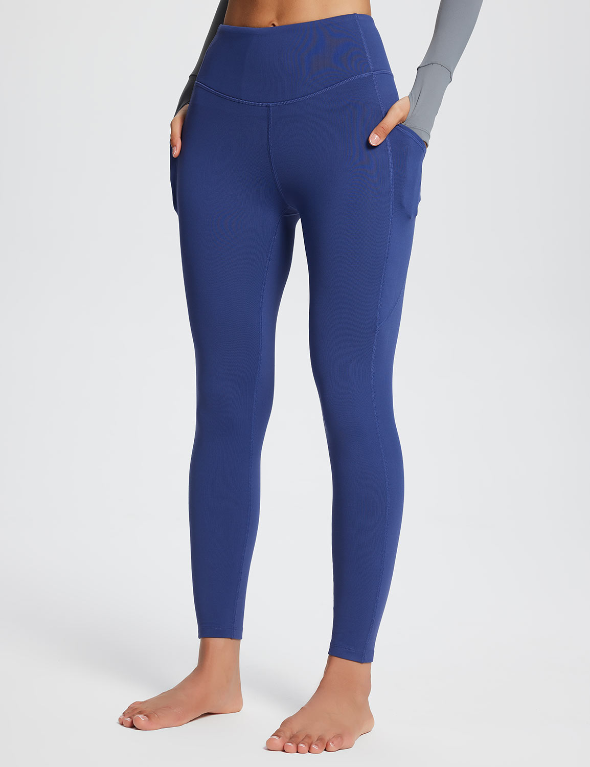 Baleaf Women's Laureate High-Rise Thermal Leggings dbh073 Blue Side