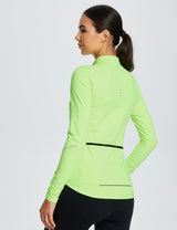 Baleaf Women's Laureate Thermal Pocketed Cycling Jersey dai042 Fluorescent Green Back