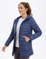 Baleaf Women's Water-Resistant Hooded Puffer Jacket dga065 Estate Blue Side