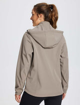 Baleaf Women's Water-Resistant Hooded Softshell Windbreaker dga076 Dark Gray Back