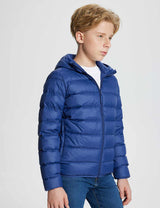 Baleaf Kid's Hooded Puffer Jackets dga066 Navy Blue Side
