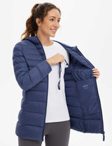 Baleaf Women's Water-Resistant Hooded Puffer Jacket dga065 Estate Blue Details