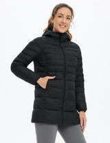 Baleaf Women's Water-Resistant Hooded Puffer Jacket dga065 Anthracite Side
