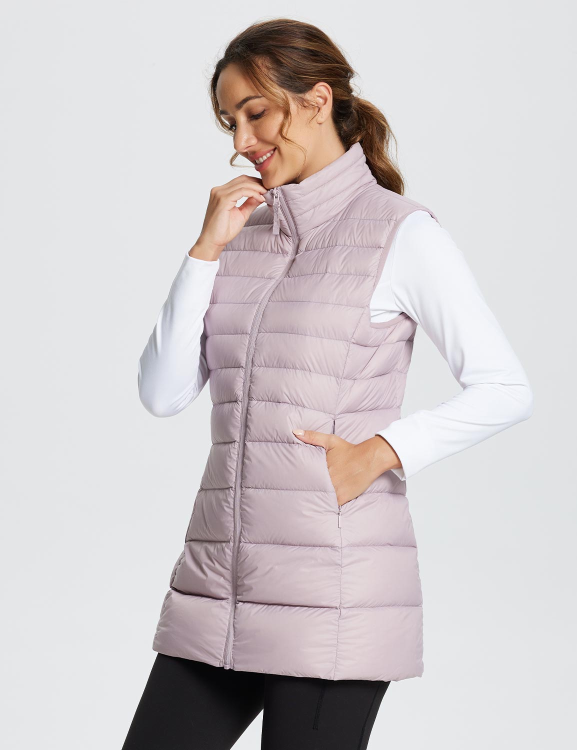 Baleaf Women's Water-Resistant Puffer Sleeveless Jacket dga070 Light Purple Side