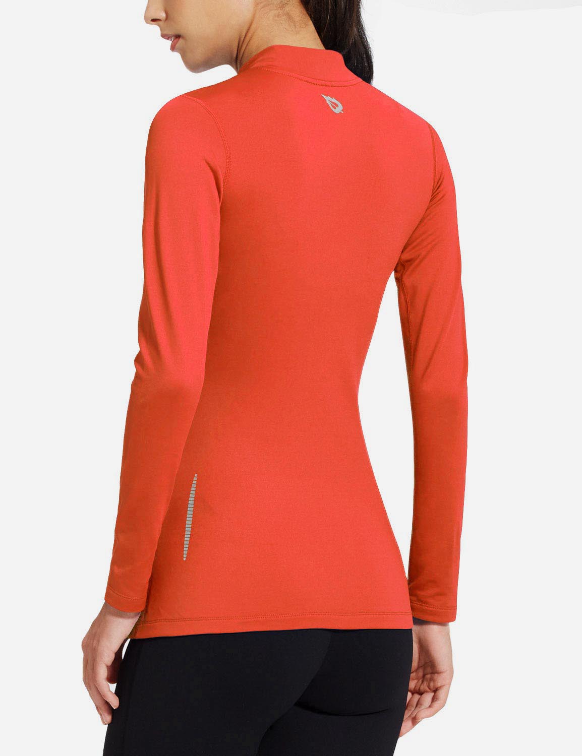 Baleaf Women's Basic Compression Mock-Neck Long Sleeved Shirt abd166 Coral Side