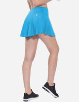 Baleaf Women's Mid-Rise 2-in-1 Pleated Pocketed Sports Skirt abd247 Blue Side