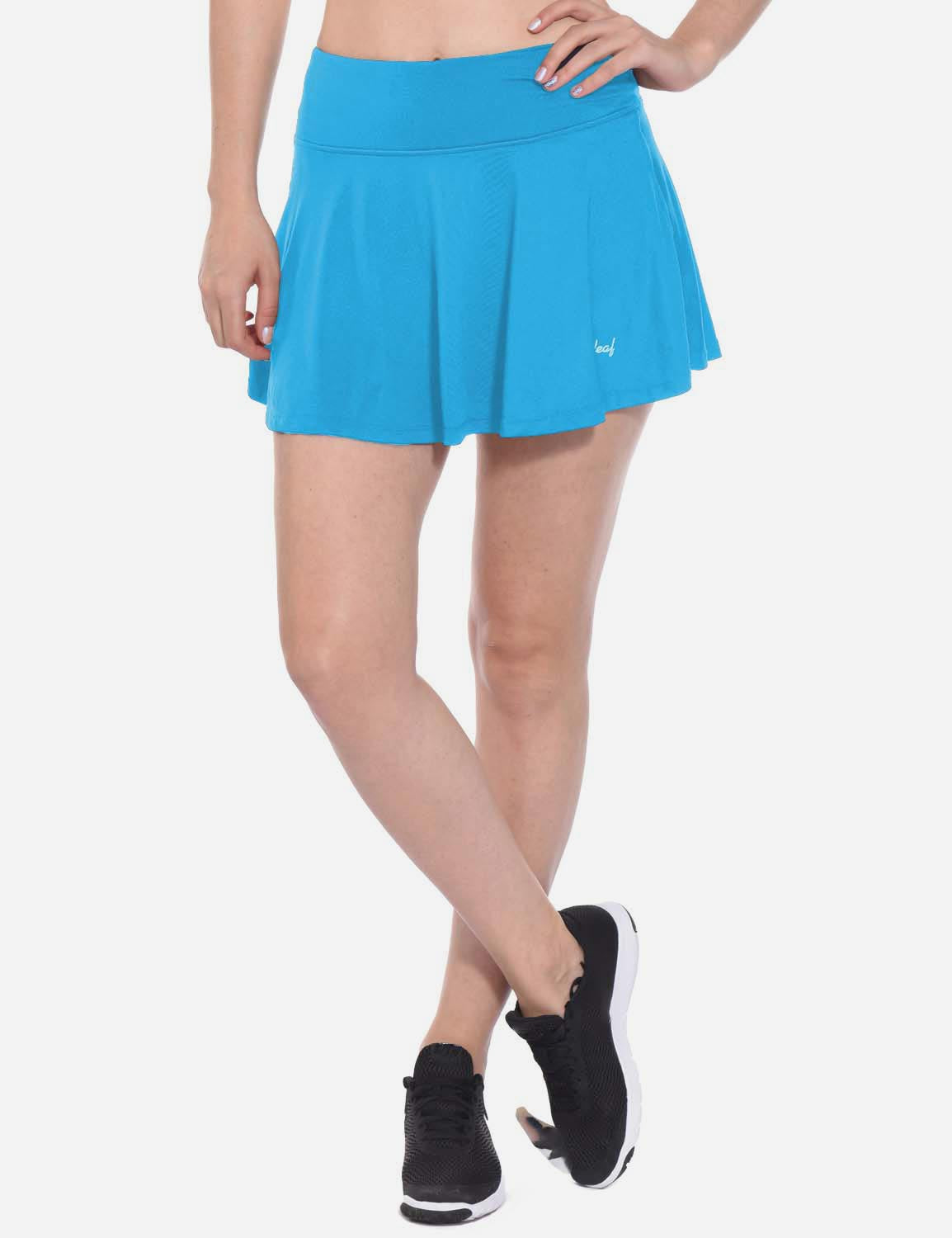 Baleaf Women's Mid-Rise 2-in-1 Pleated Pocketed Sports Skirt abd247 North Carolina Blue Main