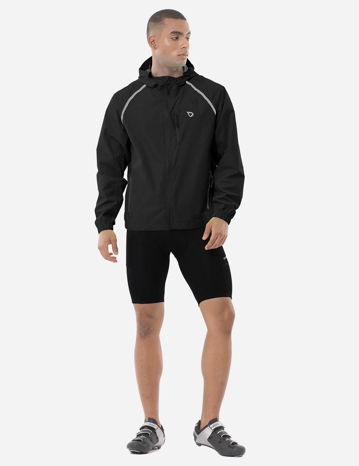 Baleaf Men's Fluorescent Waterproof Packable Windbreaker Track Jacket aaa467 Black Full