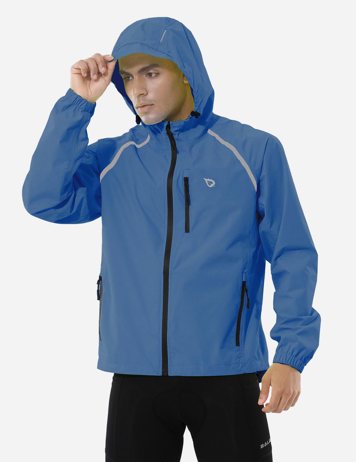 Baleaf Men's Fluorescent Waterproof Packable Windbreaker Track Jacket aaa467 Blue Side