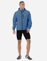 Baleaf Men's Fluorescent Waterproof Packable Windbreaker Track Jacket aaa467 Blue Full