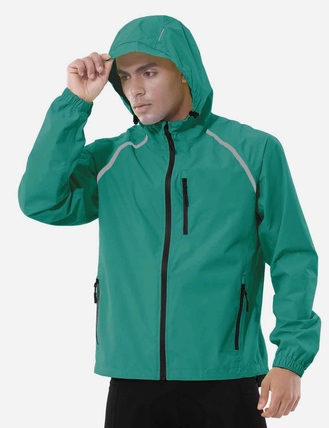 Baleaf Men's Fluorescent Waterproof Packable Windbreaker Track Jacket aaa467 Teal Green Front