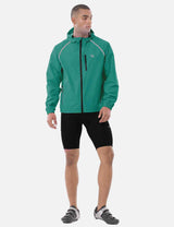 Baleaf Men's Fluorescent Waterproof Packable Windbreaker Track Jacket aaa467 Teal Green Full