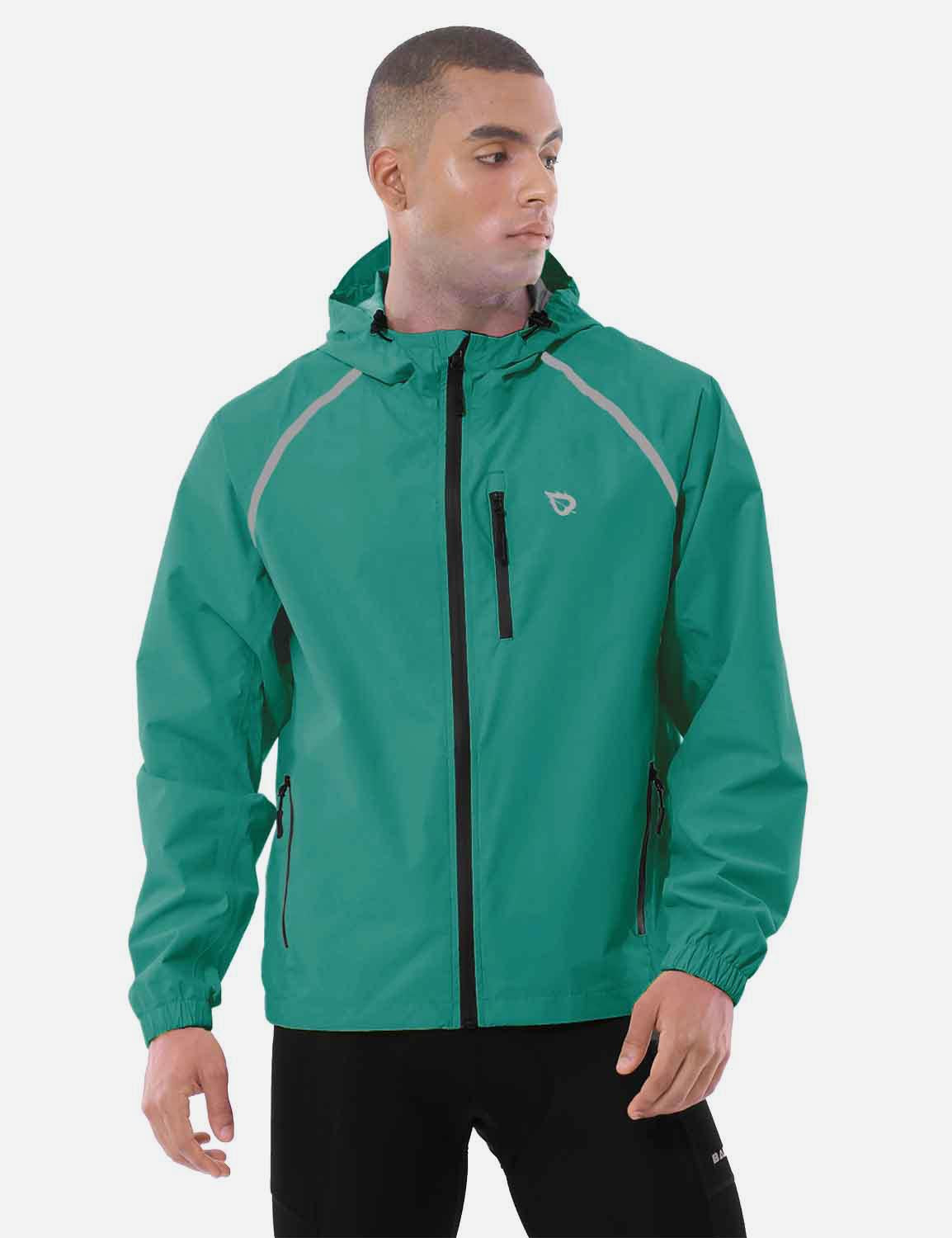 Baleaf Men's Fluorescent Waterproof Packable Windbreaker Track Jacket aaa467 Teal Green Side