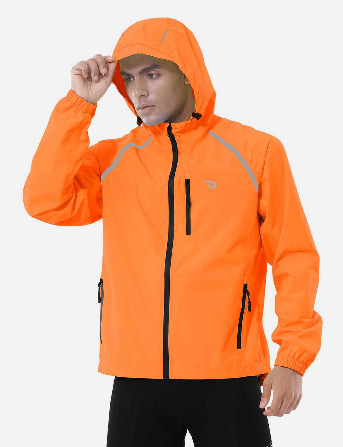 Baleaf Men's Fluorescent Waterproof Packable Windbreaker Track Jacket aaa467 Vibrant Orange Detail