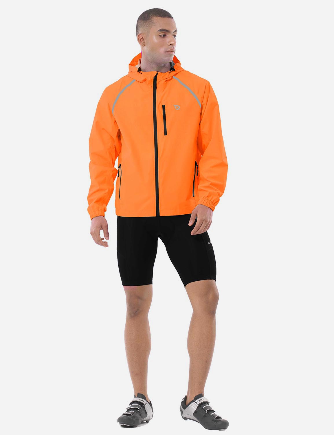 Baleaf Men's Fluorescent Waterproof Packable Windbreaker Track Jacket aaa467 Vibrant Orange Full