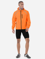 Baleaf Men's Fluorescent Waterproof Packable Windbreaker Track Jacket aaa467 Vibrant Orange Full