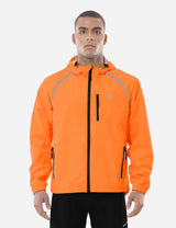 Baleaf Men's Fluorescent Waterproof Packable Windbreaker Track Jacket aaa467 Vibrant Orange Front