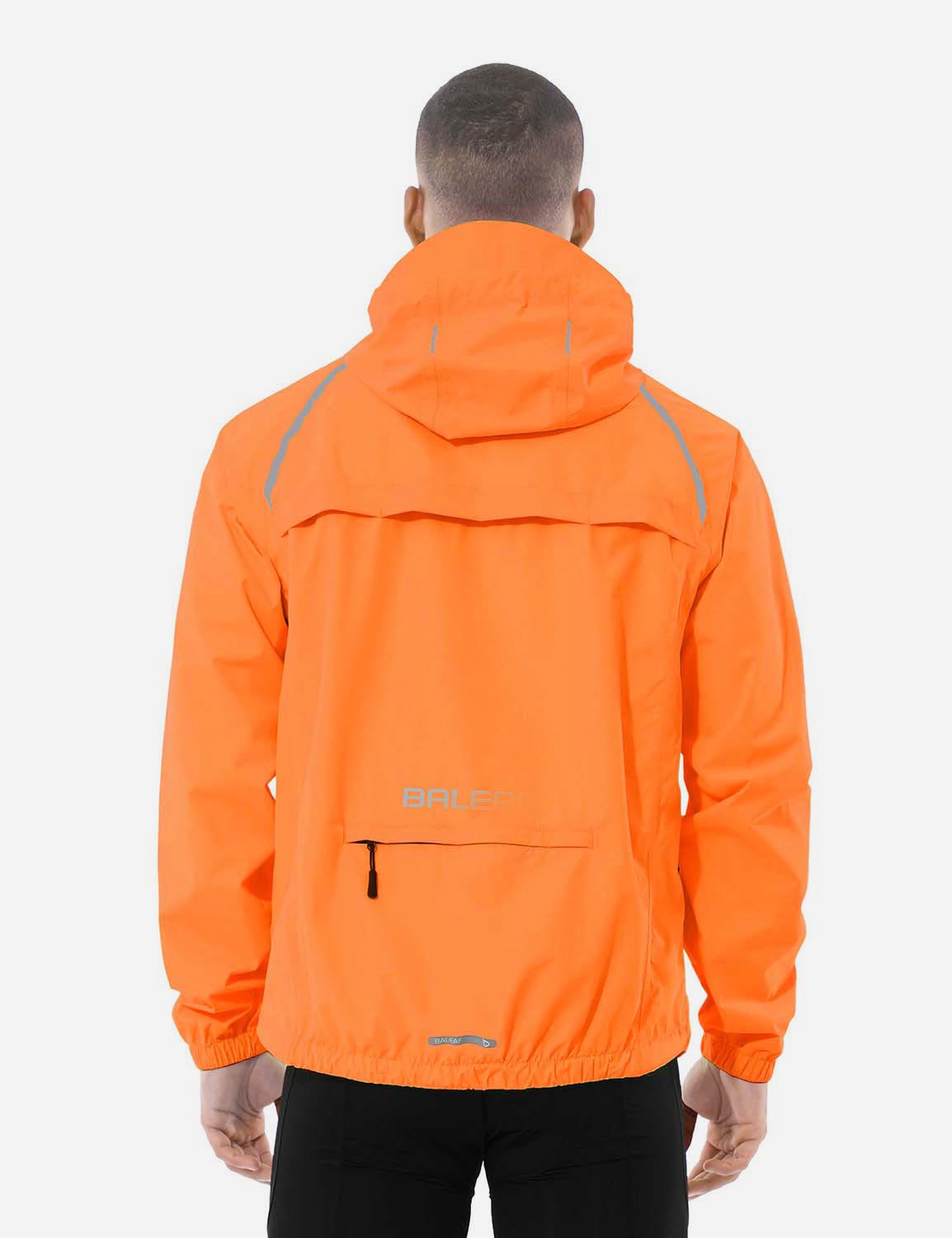 Baleaf Men's Fluorescent Waterproof Packable Windbreaker Track Jacket aaa467 Vibrant Orange Back