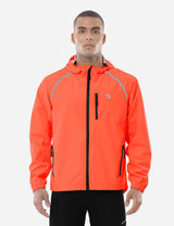 Baleaf Men's Fluorescent Waterproof Packable Windbreaker Track Jacket aaa467 Red Alert Front