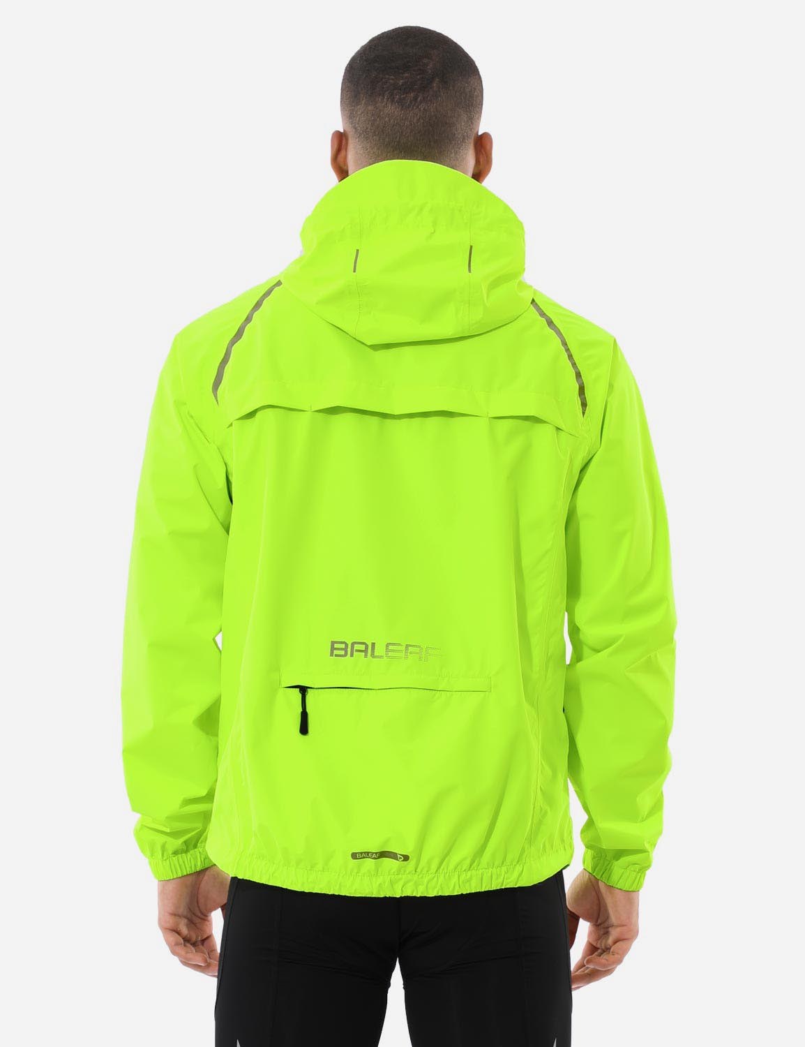 Baleaf Men's Fluorescent Waterproof Packable Windbreaker Track Jacket aaa467 Fluorescent Yellow Back